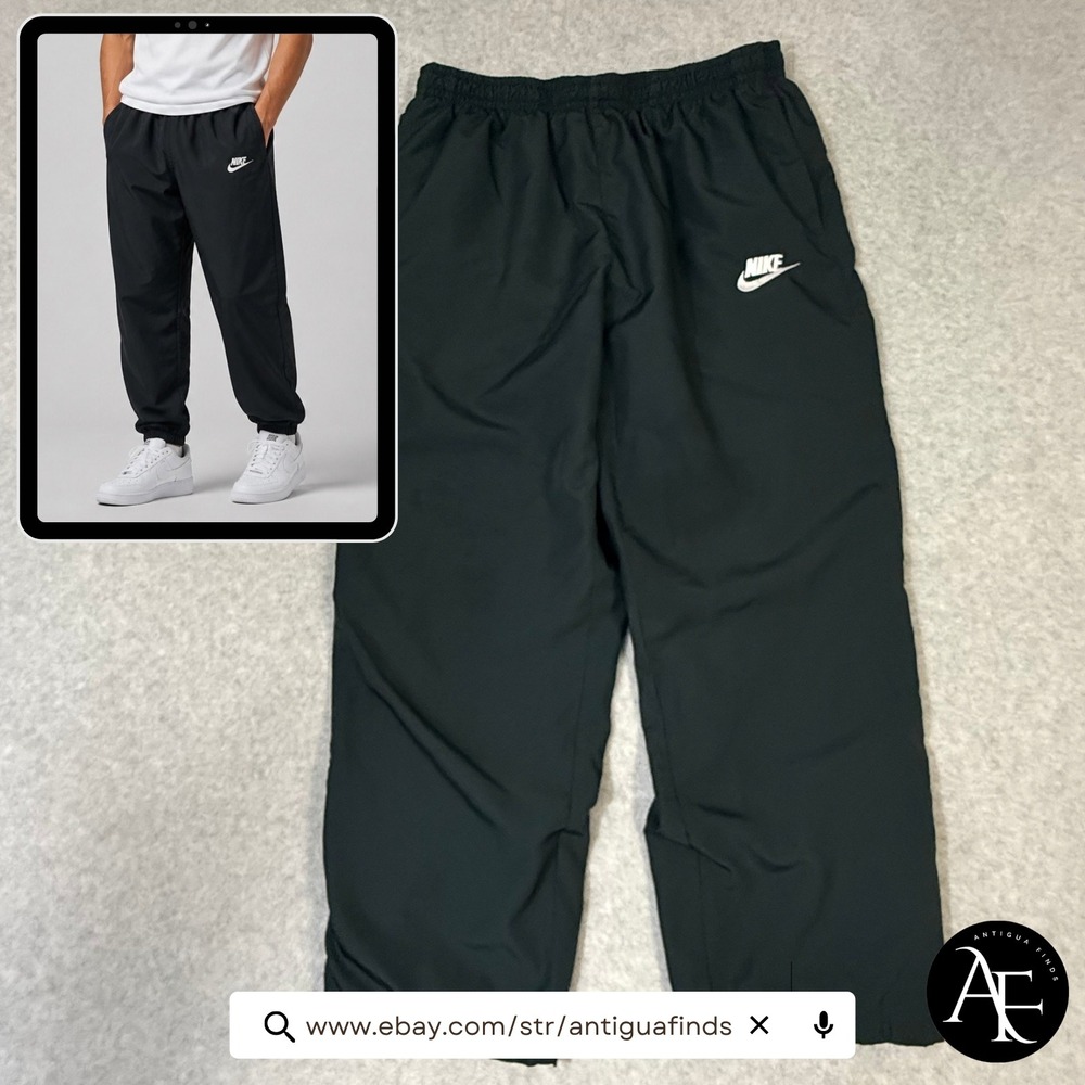 Nike Mens XL Windbreaker Track Pants Black Mesh Lined Joggers RN56323